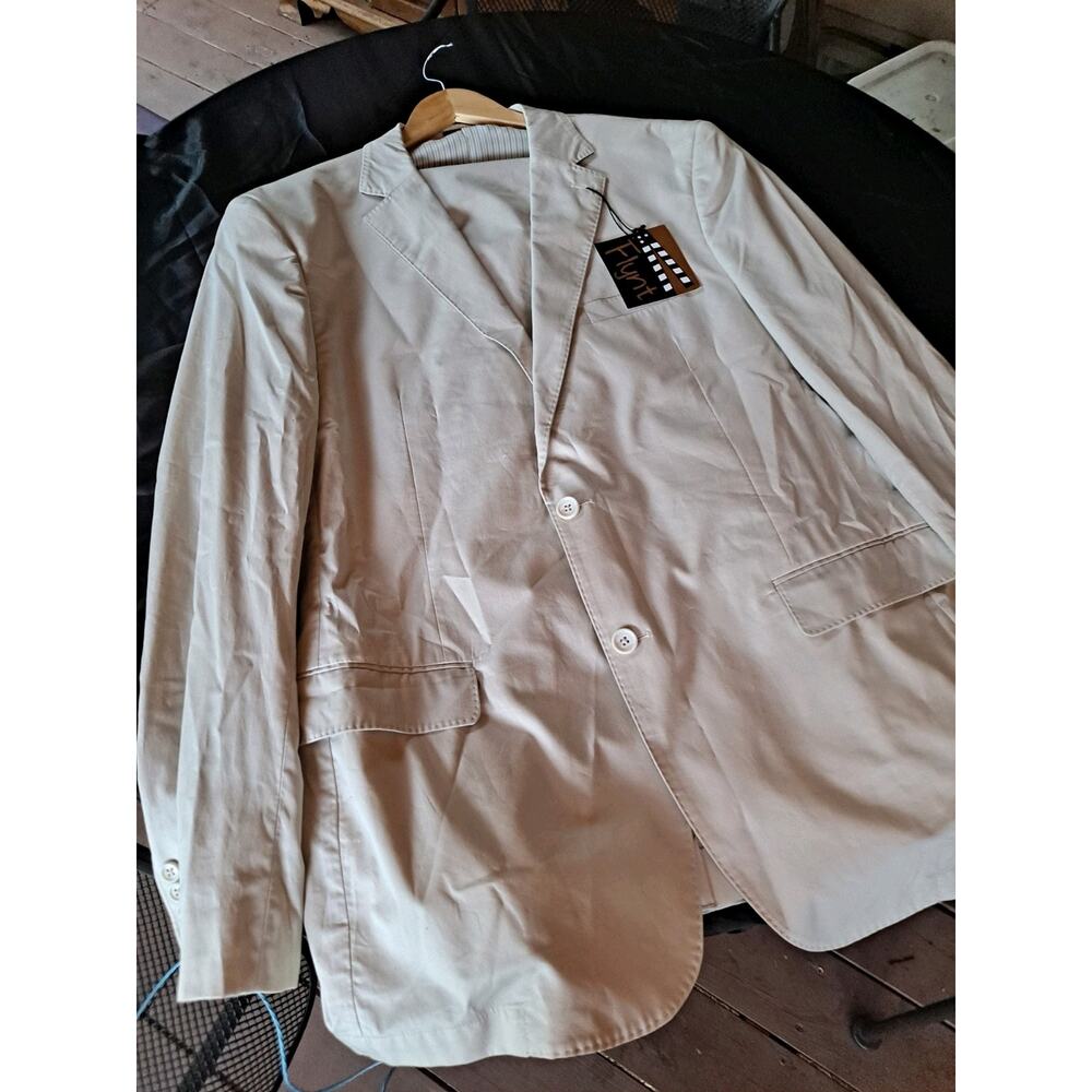 Flynt Bourne Blazer Half Canvas Tan /white Mens Size 48 Long / 42 Wide Cotton